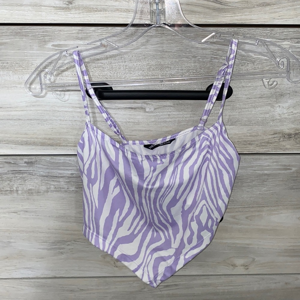 Shein Purple Zebra Print Cropped Shirt